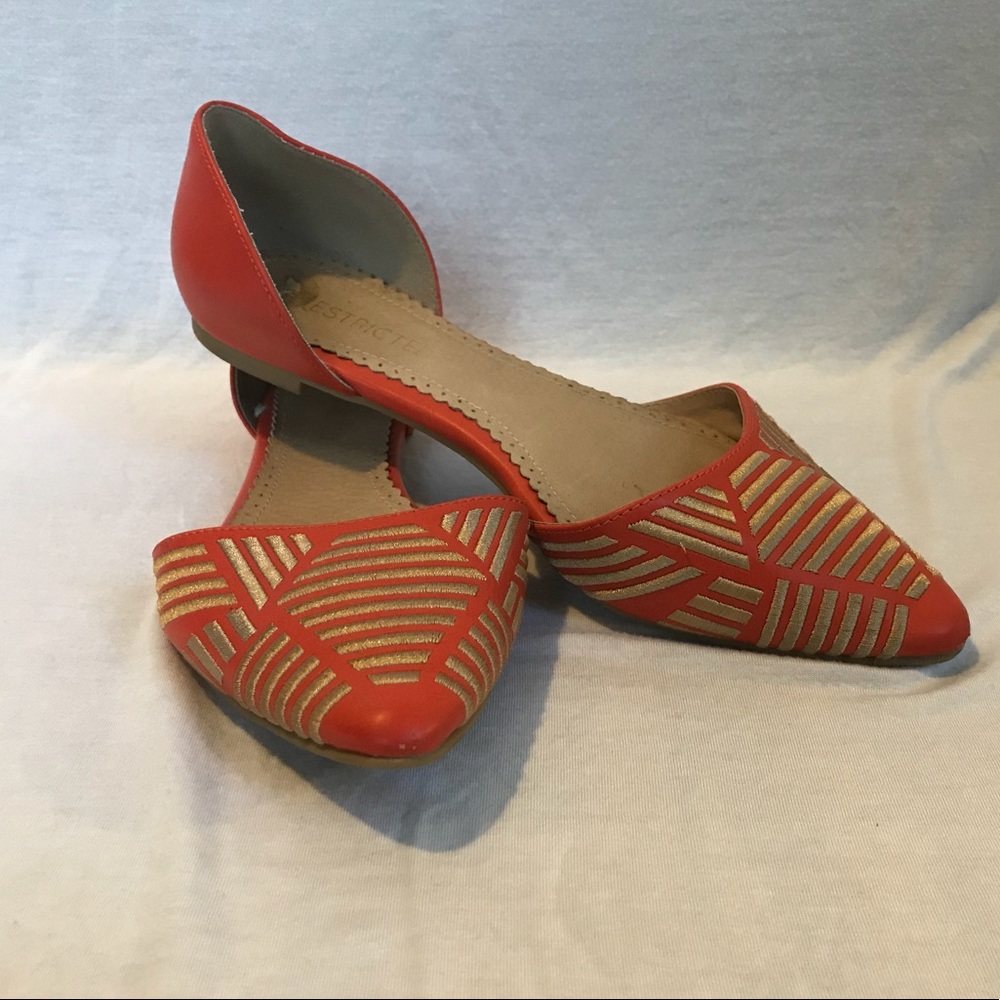 Pointed Toe Flat - orange and gold